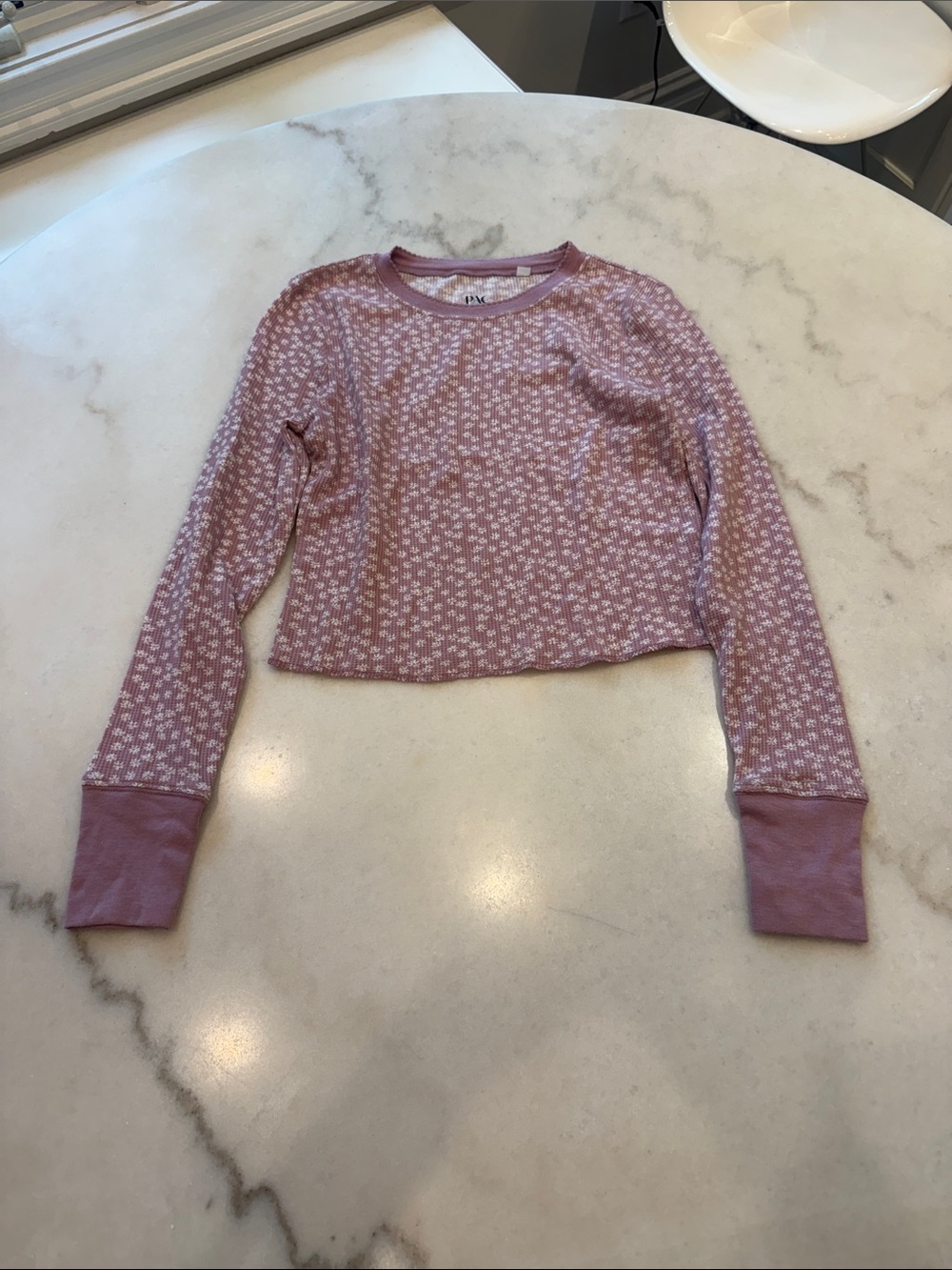 PacSun Dusty Mauve Floral Cropped Long-Sleeve Tee